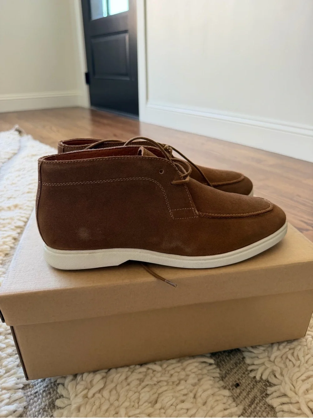 Men's Brown Genuine Suede Chukka Boots Lace-Up